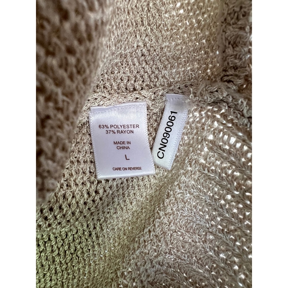 Eva Mendes New York & Company Tie Front Bell Flare Sleeve Sweater Beige Sz Large - Picture 4 of 5